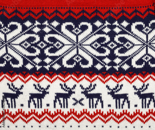 Knitted fabric with nordic geometric ornament