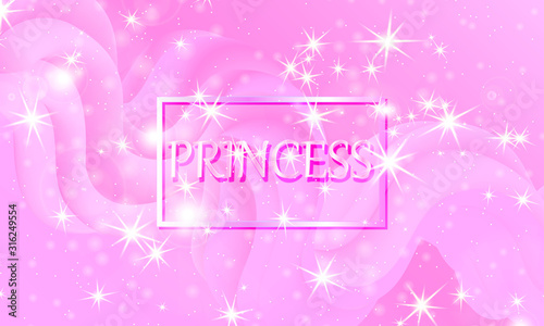 Princess background. Stars pink. Unicorn pattern.