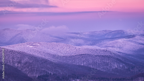 Fototapeta Naklejka Na Ścianę i Meble -  Splendid sunrise in the mountains. Carpathian Mountains. Bieszczady National Park. Poland.