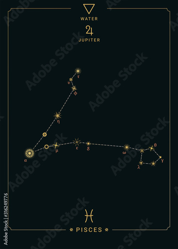 Zodiac constellation Pisces. Symbol of the planet Jupiter, the element of water.