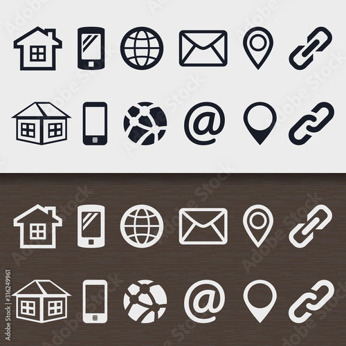 Set 4 icon communication design sign card vc social media network