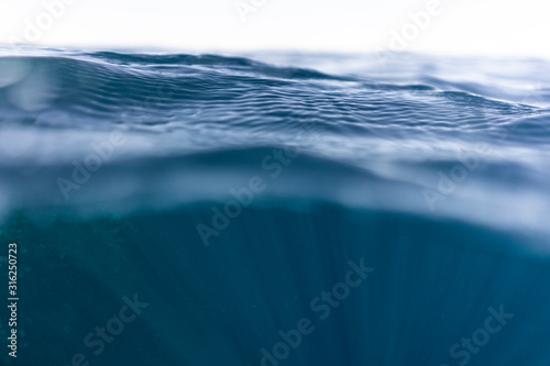 Half under half over water photography in the beautiful ocean of egypt