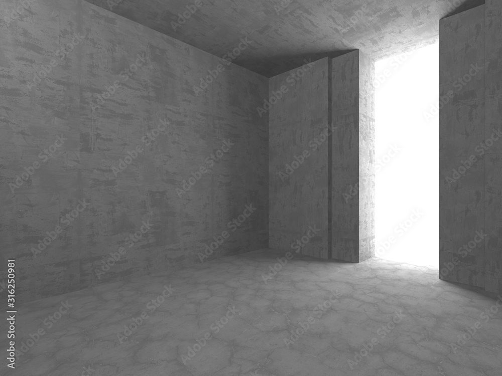 Dark concrete empty room. Modern architecture design Dark concrete empty room. Modern architecture design