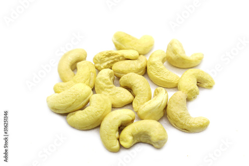 Raw Cashew nuts.Isolated on white background.