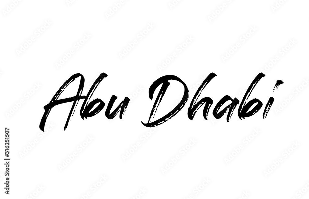 capital Abu Dhabi typography word hand written modern calligraphy text lettering