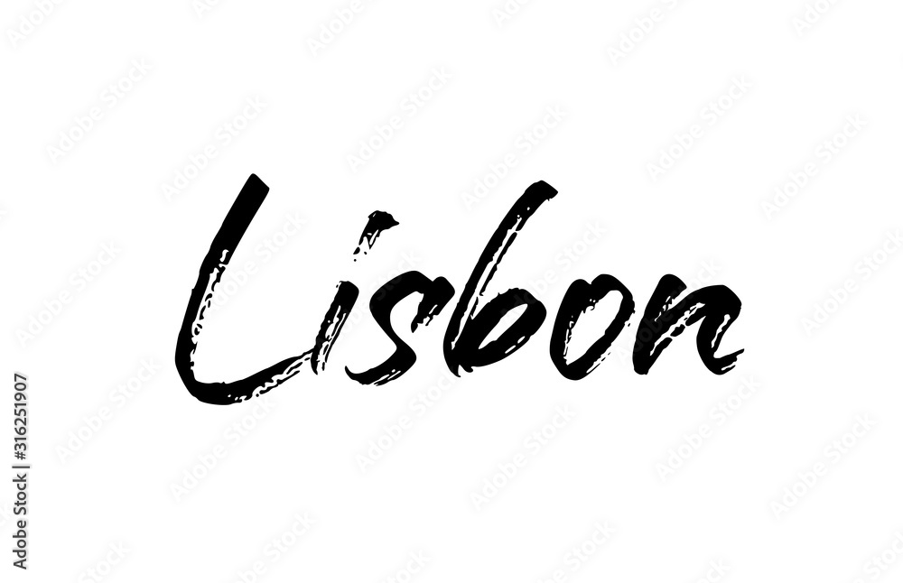 capital Lisbon typography word hand written modern calligraphy text lettering