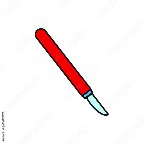 vector icon of surgeon scalpel with simple shapes