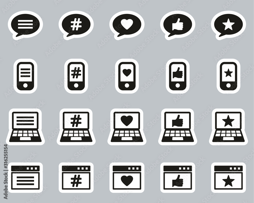 Feedback & Rating Icons Black & White Sticker Set Big Feedback & Rating Icons Black & White Sticker Set Big