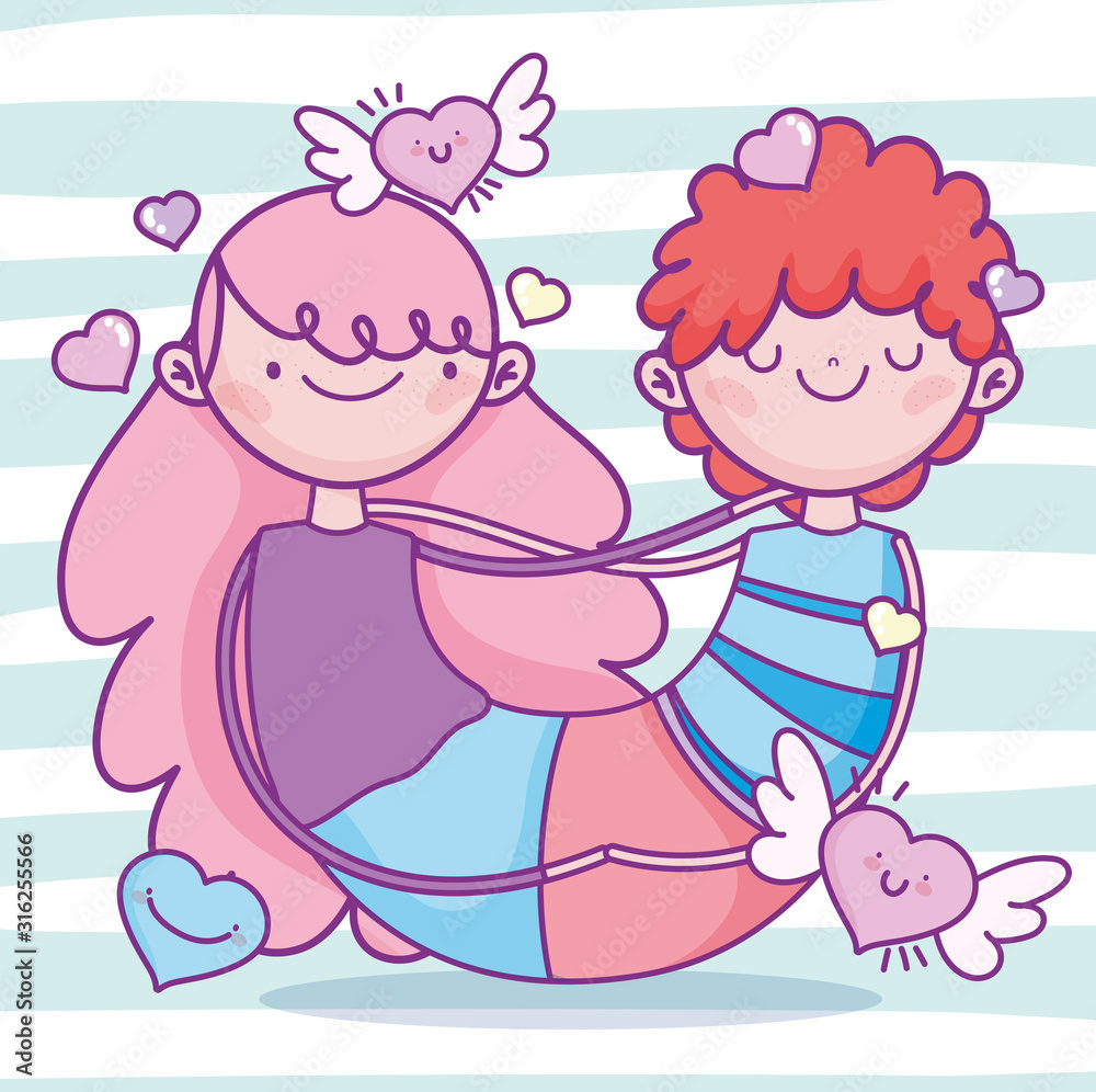 happy valentines day, united couple hearts with wings love romantic happy valentines day, united couple hearts with wings love romantic