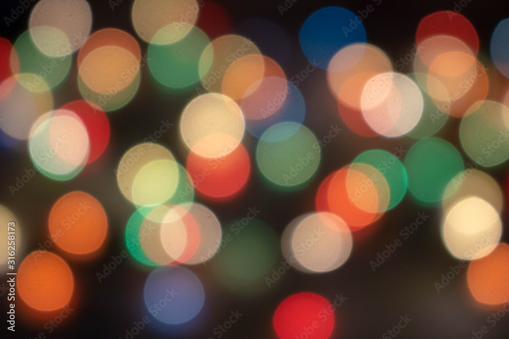 abstract Red glitter lights background. defocused bulbs
