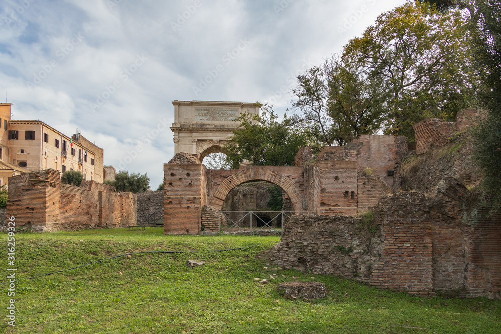 Ruins at Palatine Hill, Rome Italy