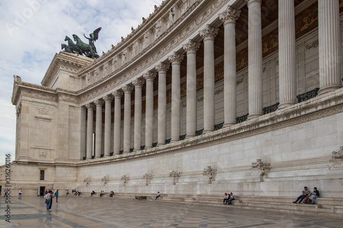 Portico with colonnade and Quadriga of Unity at Vittoriano, Rome Italy