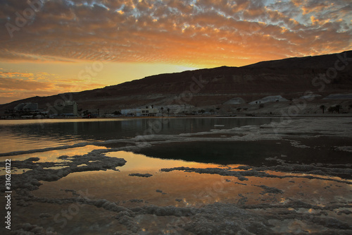Beautiful sunset in the Dead Sea. photo