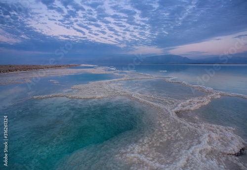 Salt deposits, typical landscape of the Dead Sea.
