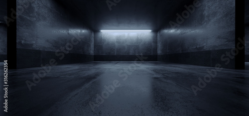 Cement Dark Grunge Parking Underground Car Warehouse Garage Studio Rough Modern Reflective Spaceship Tunnel Corridor Showcase 3D Rendering