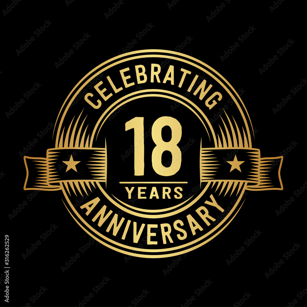 18 years anniversary celebration logotype. Vector and illustration.