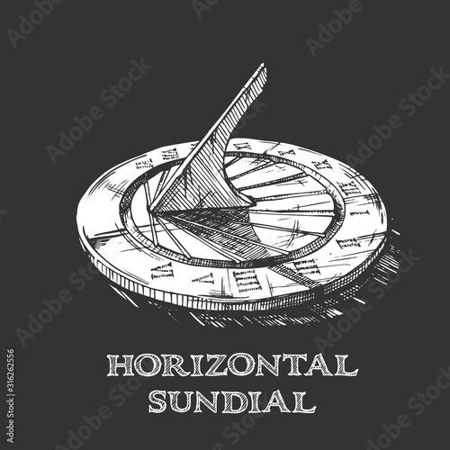 hand drawn illustration of sundial.