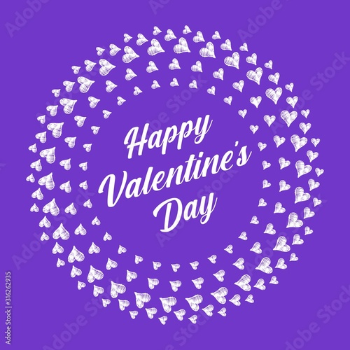  Circular heart shaped valentines day card with happy valentine's day text