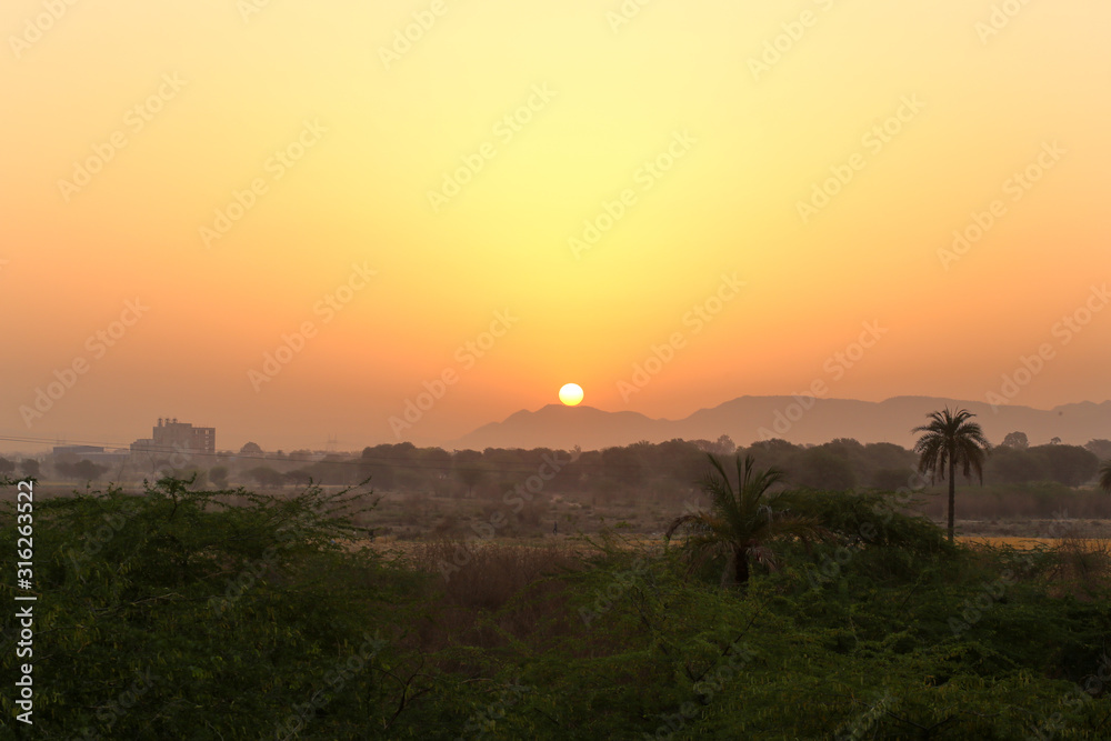 Obraz premium sunset over the field