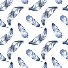 Papier peint photo Plumes aquarelles patrons Plumes aquarelle teintes douces poétiques  © Vasia_illi