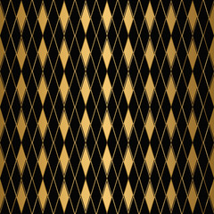 Rideaux Noir et or patrons Diamond pattern motif. Seamless gold and black background  © amovitania