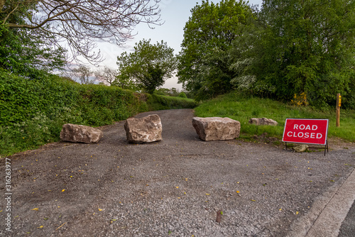 Sign: Road closed, seen near Sedbergh, Cumbria, England, UK photo