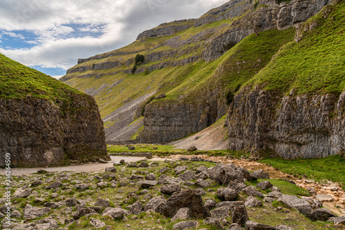 Yorkshire Dales landscape at the Gordale Scar near Malham, North Yorkshire, England, UK
