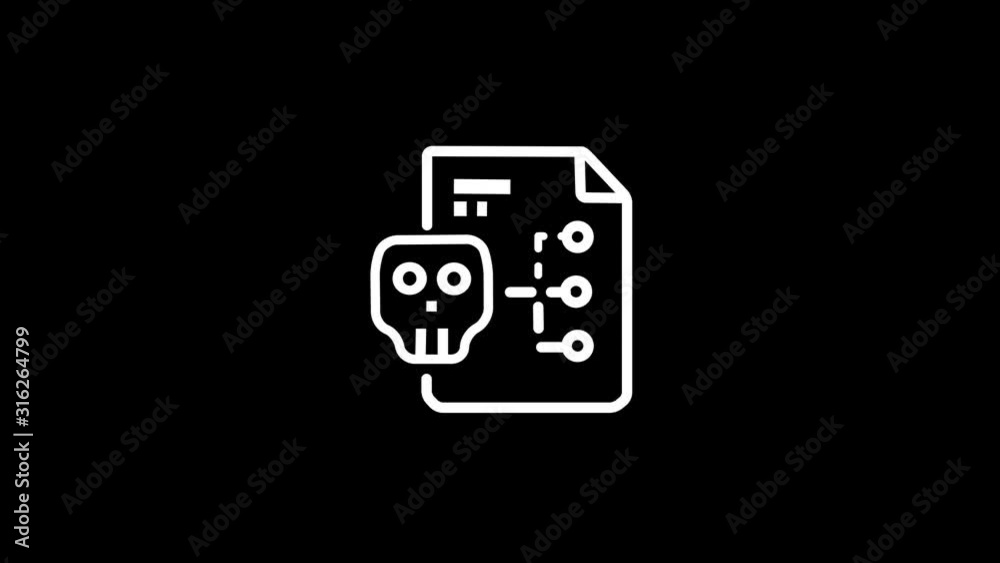 Simple lines form a hacker-infected file Flat Designer icon animation Simple lines form a hacker-infected file Flat Designer icon animation