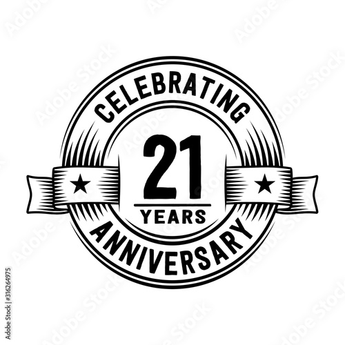 21 years anniversary celebration logotype. Vector and illustration.