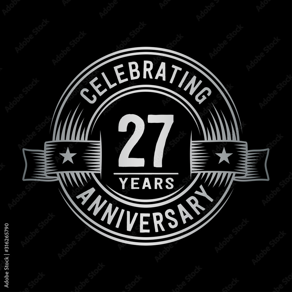 27 years anniversary celebration logotype. Vector and illustration.