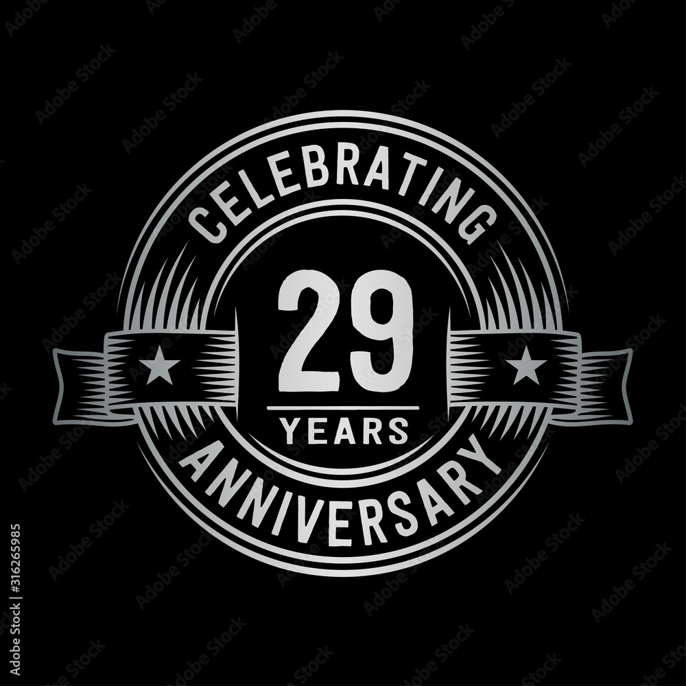29 years anniversary celebration logotype. Vector and illustration.