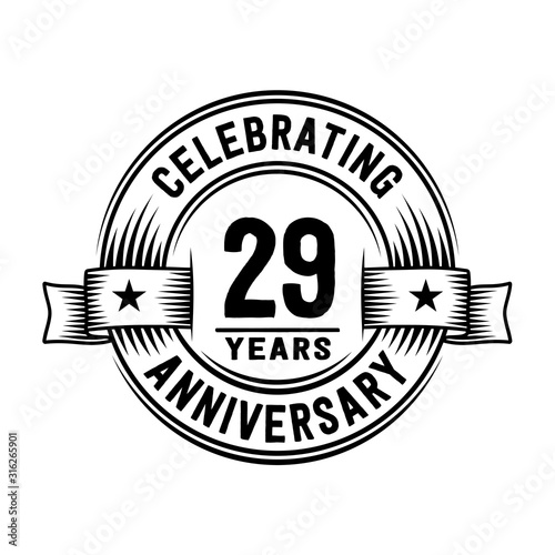 29 years anniversary celebration logotype. Vector and illustration.