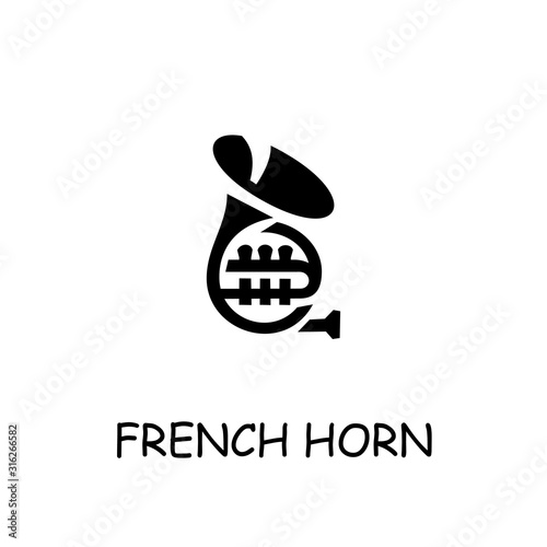 French Horn flat vector icon