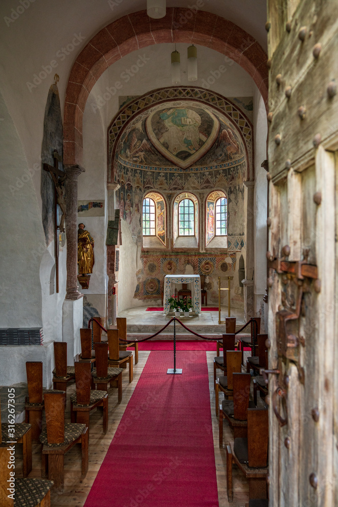 Parish Church of St. Peter in Tirol, South Tyrol. Italy.