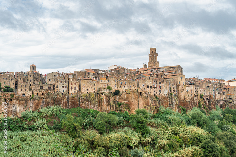 Beautiful view of Pitigliano, picturesque mediaeval town in Tuscany