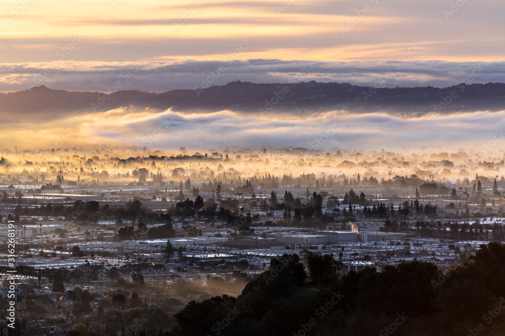 Los Angeles California clearing winter storm sky at dawn.   Photo taken at Santa Susana Pass State Historic Park.