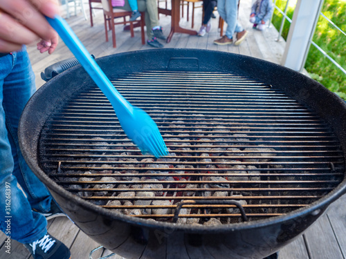 A man is going to cook on a...