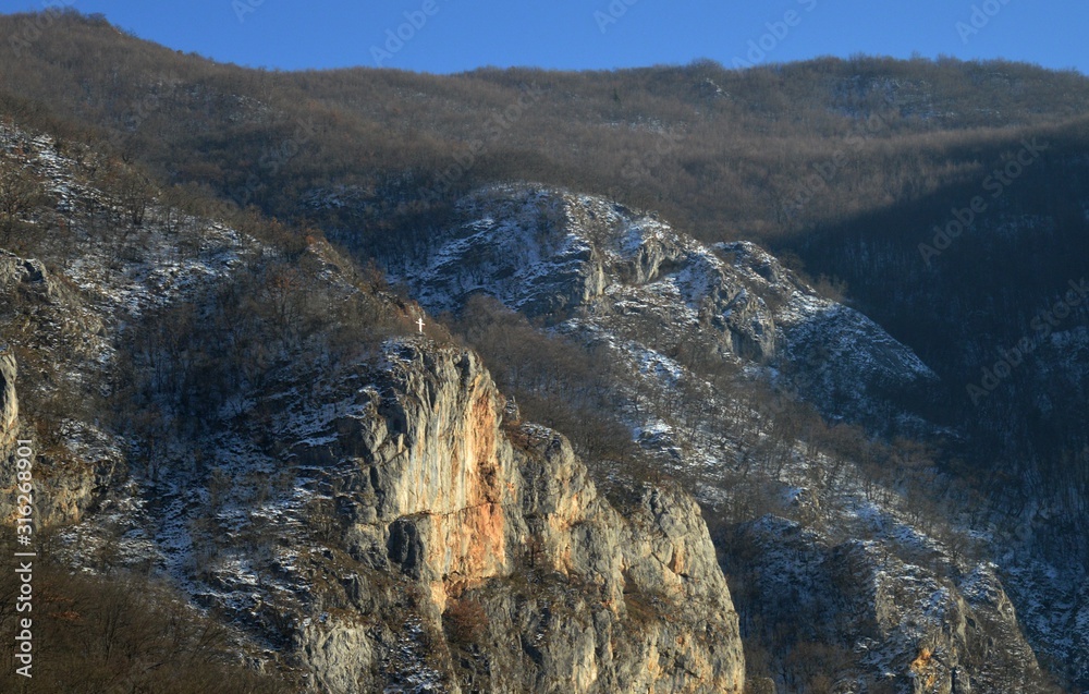 large rocks and hills in winter