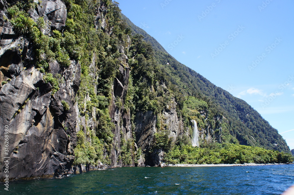 New Zealand Milford Sound Waterfall