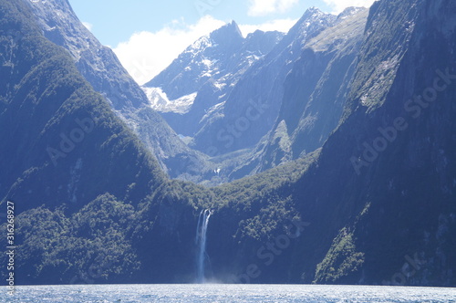 New Zealand Milford Sound Waterfall