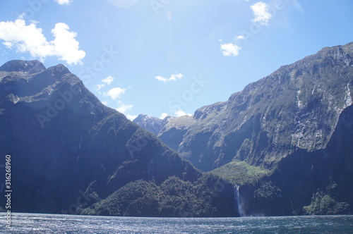 New Zealand Milford Sound Waterfall