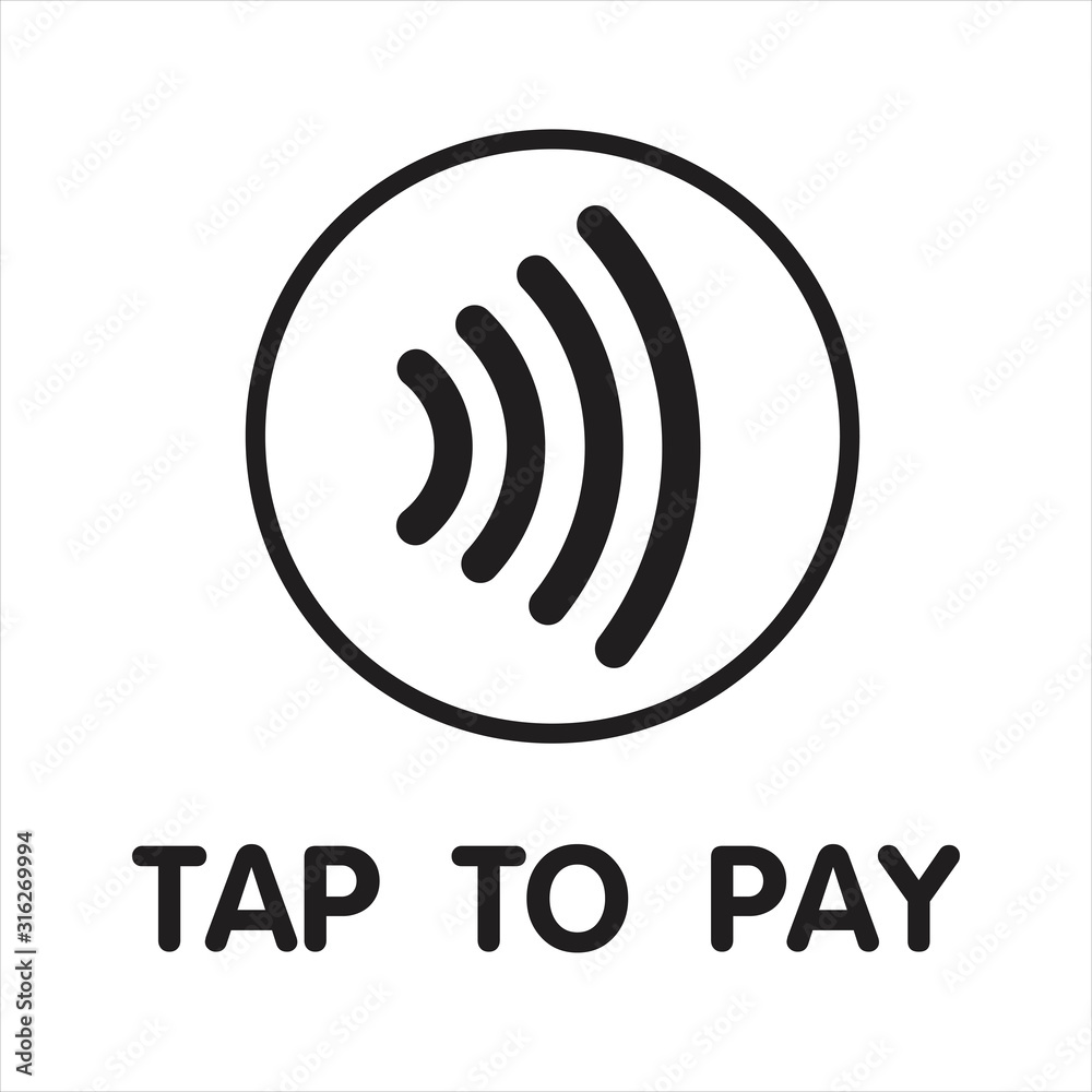 Contactless Nfc Wireless Pay Sign Logo. Credit Card Nfc Payment Vector