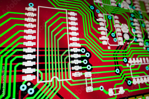 PCB electric circuit on the PC screen
