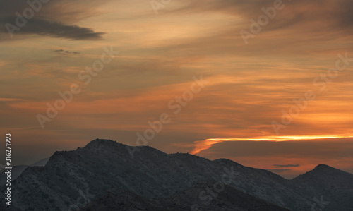 Sunset in the mountains of Alicante, Spain.