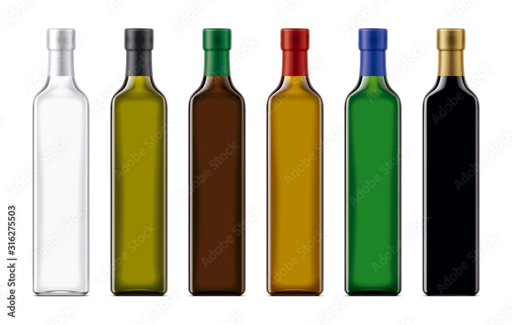Set of Colored glass bottles. Foil version Set of Colored glass bottles. Foil version