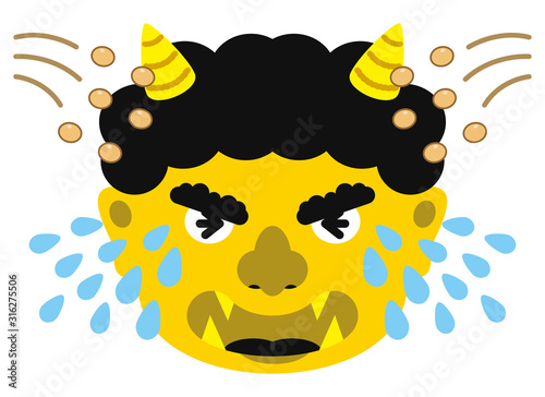 イラスト 鬼 おに オニ 節分 豆まき 素材 表情 顔 黄鬼 キイロオニ 黄 きいろ ベクター有 Vector De Stock Adobe Stock