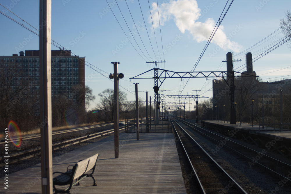 railway station at sunset