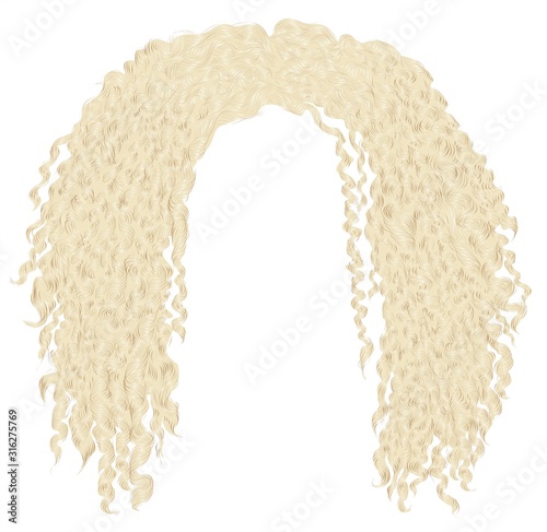 trendy curly disheveled african blond hair  .  realistic  3d . fashion beauty style . unisex women  men.afro