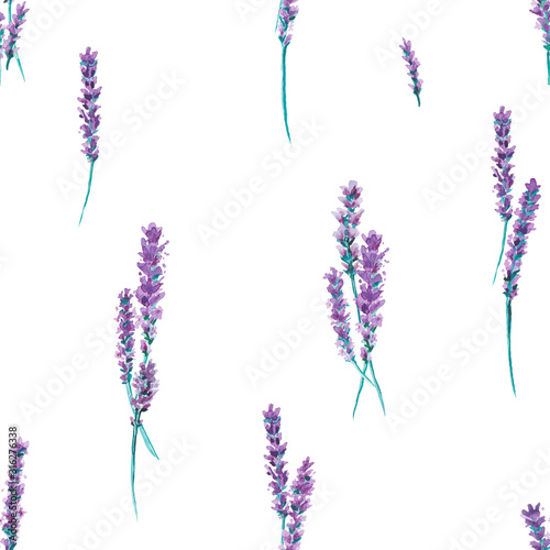 Watercolor lavender seamless pattern