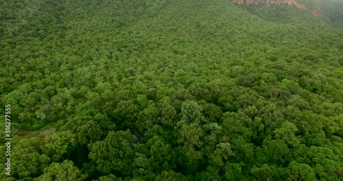 aerial shot amazing green forest, Amazing landscape with mountains covered by green tropical forest
